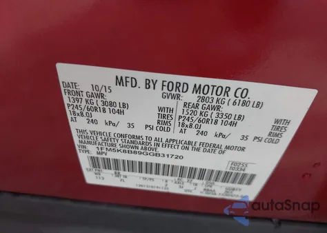 2016 Ford Explorer from USA, damaged, VIN 1FM5K8B89GGB31720